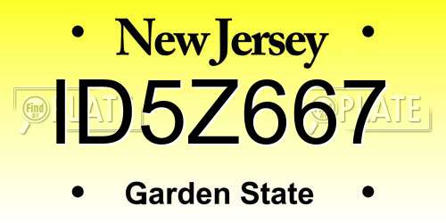 ID5Z667 New Jersey License Plate