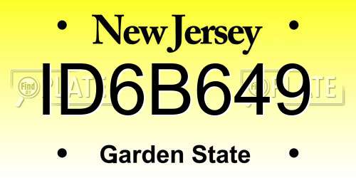ID6B649 New Jersey License Plate