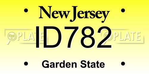 ID782 New Jersey License Plate