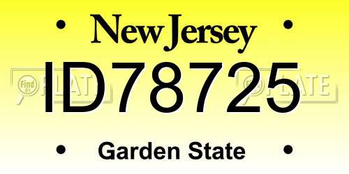 ID78725 New Jersey License Plate