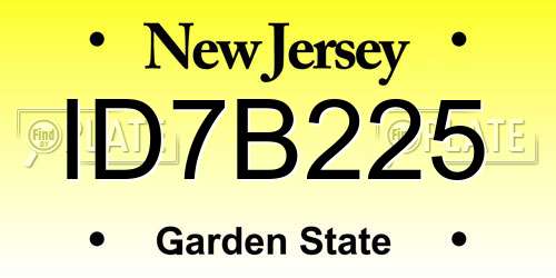 ID7B225 New Jersey License Plate