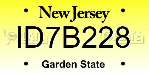 ID7B228 New Jersey License Plate