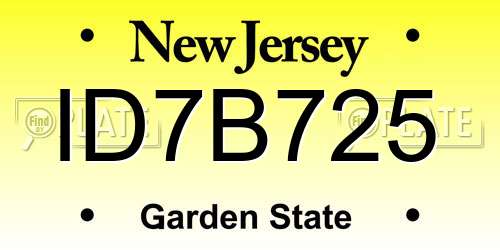 ID7B725 New Jersey License Plate