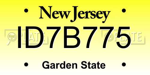 ID7B775 New Jersey License Plate