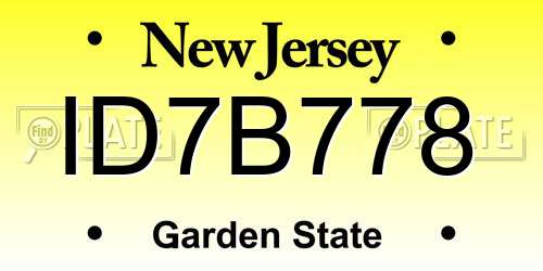 ID7B778 New Jersey License Plate