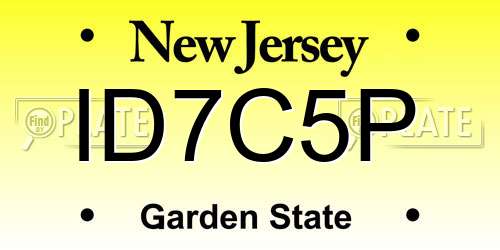 ID7C5P New Jersey License Plate