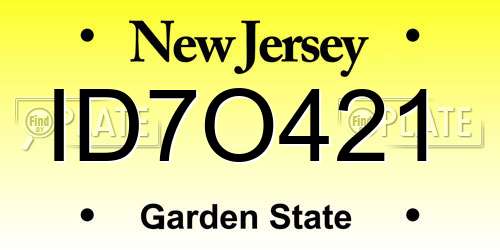 ID7O421 New Jersey License Plate
