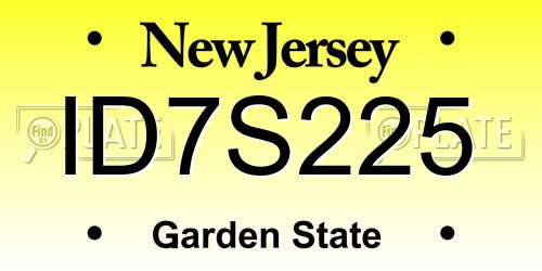 ID7S225 New Jersey License Plate