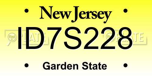 ID7S228 New Jersey License Plate
