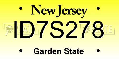 ID7S278 New Jersey License Plate