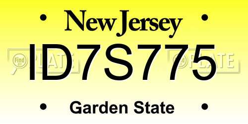 ID7S775 New Jersey License Plate