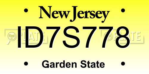 ID7S778 New Jersey License Plate