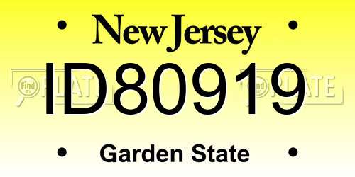 ID80919 New Jersey License Plate