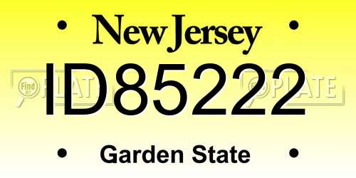 ID85222 New Jersey License Plate