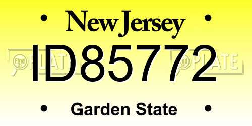 ID85772 New Jersey License Plate