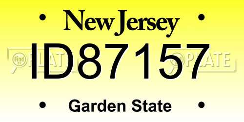 ID87157 New Jersey License Plate