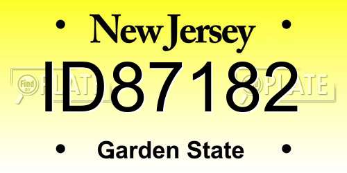 ID87182 New Jersey License Plate