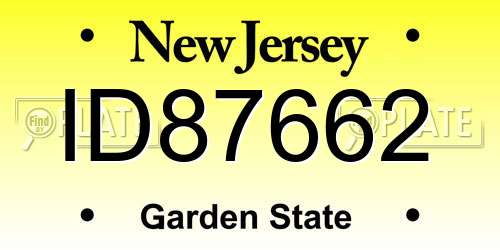 ID87662 New Jersey License Plate