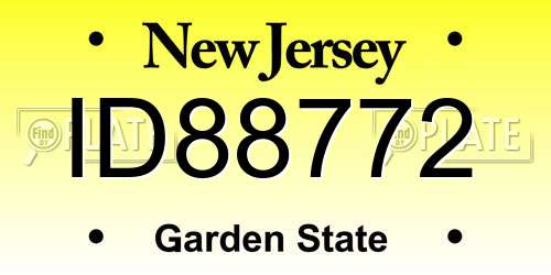 ID88772 New Jersey License Plate