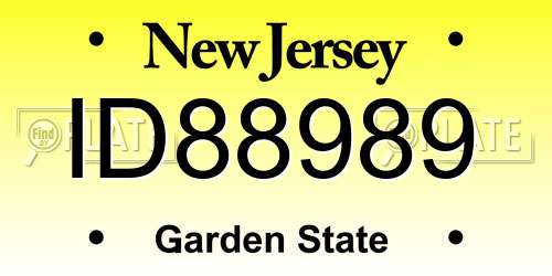 ID88989 New Jersey License Plate