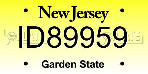 ID89959 New Jersey License Plate