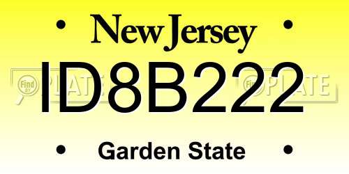 ID8B222 New Jersey License Plate