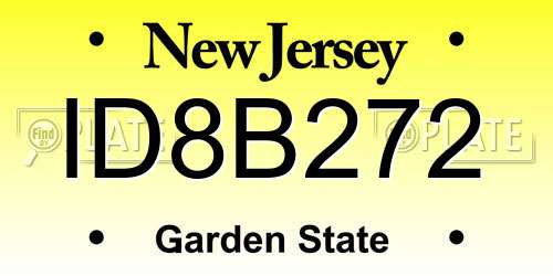 ID8B272 New Jersey License Plate