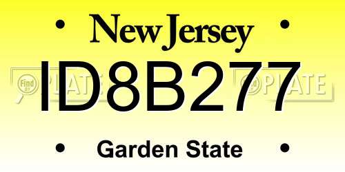 ID8B277 New Jersey License Plate