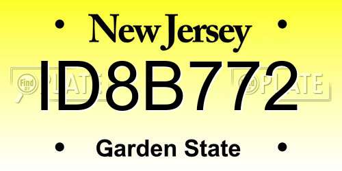 ID8B772 New Jersey License Plate