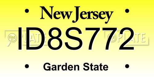 ID8S772 New Jersey License Plate