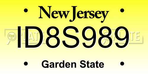 ID8S989 New Jersey License Plate