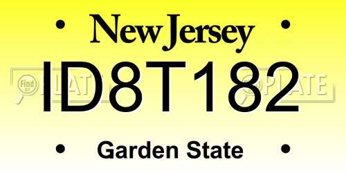 ID8T182 New Jersey License Plate