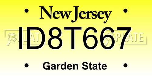 ID8T667 New Jersey License Plate
