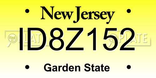 ID8Z152 New Jersey License Plate