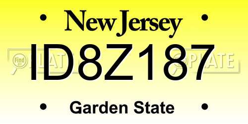 ID8Z187 New Jersey License Plate
