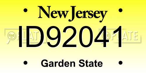 ID92041 New Jersey License Plate
