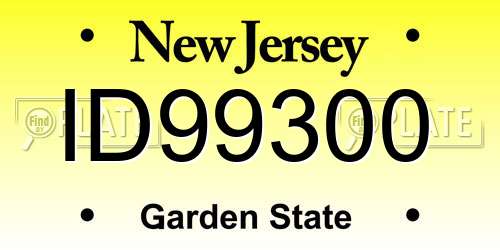 ID99300 New Jersey License Plate