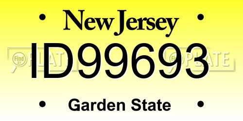 ID99693 New Jersey License Plate