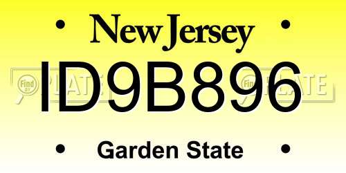 ID9B896 New Jersey License Plate