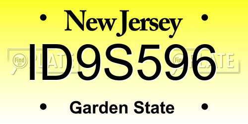 ID9S596 New Jersey License Plate