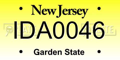 IDA0046 New Jersey License Plate