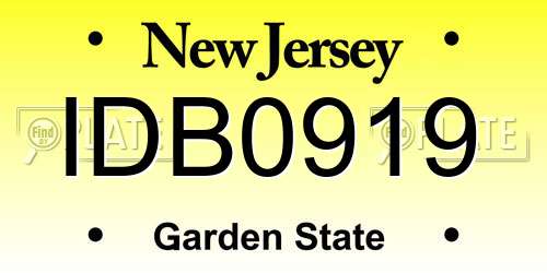 IDB0919 New Jersey License Plate