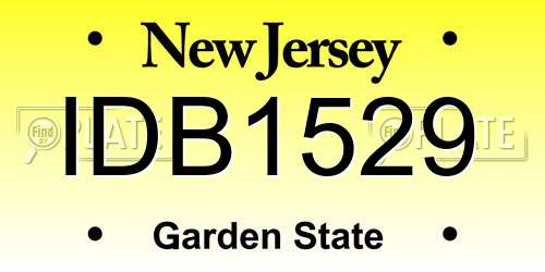 IDB1529 New Jersey License Plate