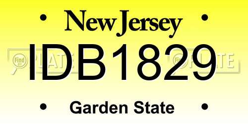 IDB1829 New Jersey License Plate
