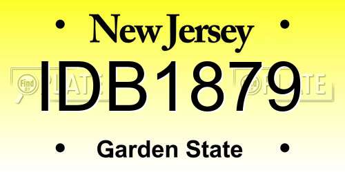 IDB1879 New Jersey License Plate