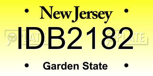 IDB2182 New Jersey License Plate