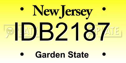 IDB2187 New Jersey License Plate