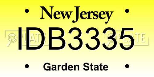 IDB3335 New Jersey License Plate