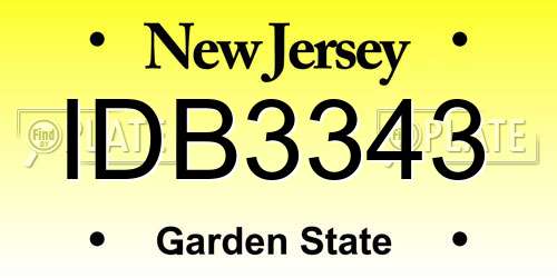 IDB3343 New Jersey License Plate