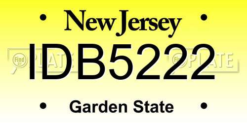 IDB5222 New Jersey License Plate